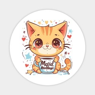 Magical Mondays: Kawaii Cat with Coffee Magnet